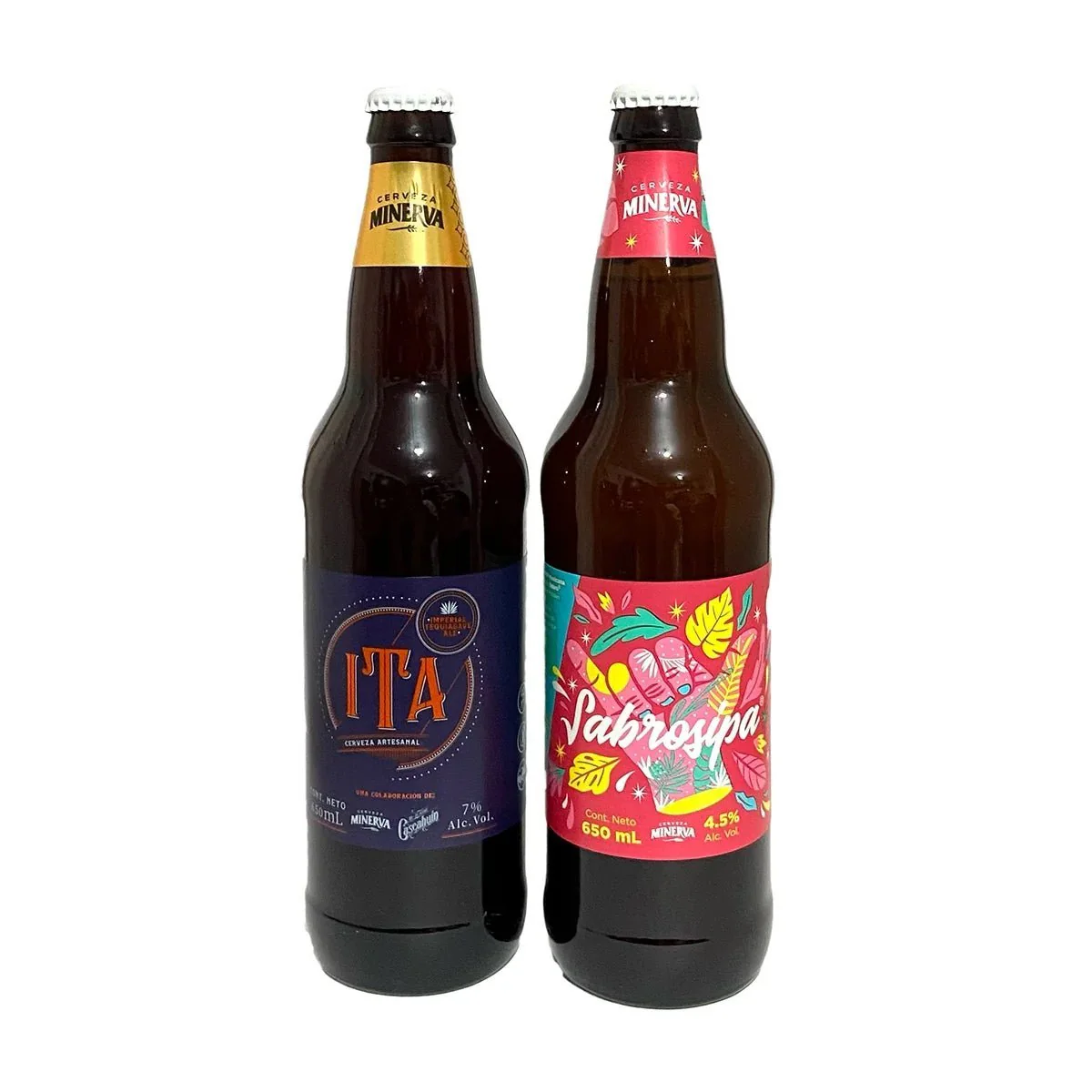 Cerveza Minerva Ita Botella 650ml + Cerveza Minerva Sabrosipa Botella 650ml