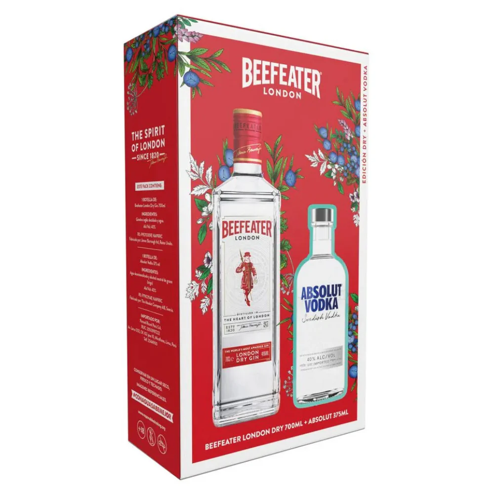 Ginebra Beefeater 750ml C/Absolut 375ml