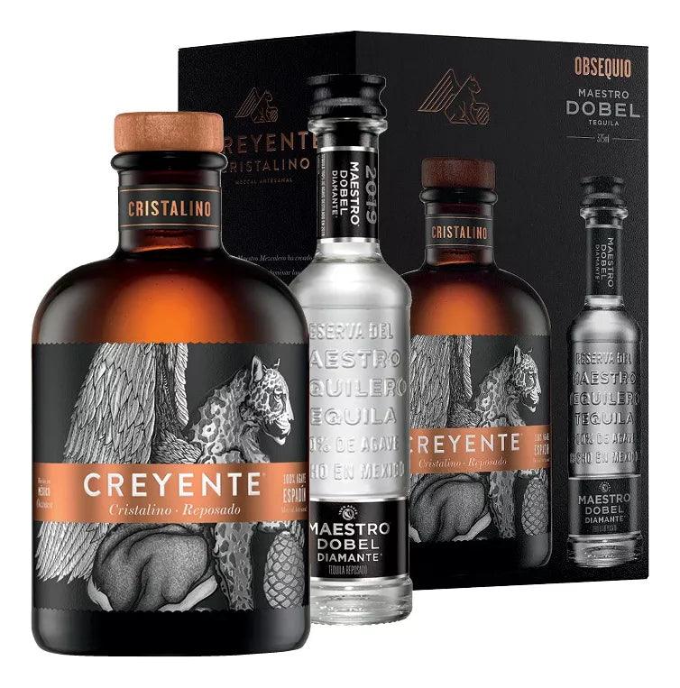 Mezcal Creyente Reposado Cristalino 750ml + Dobel 375ml