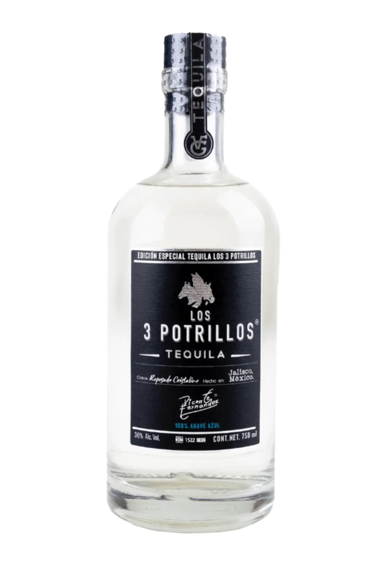 Tequila Los 3 Potrillos Reposado Cristalino 750ml