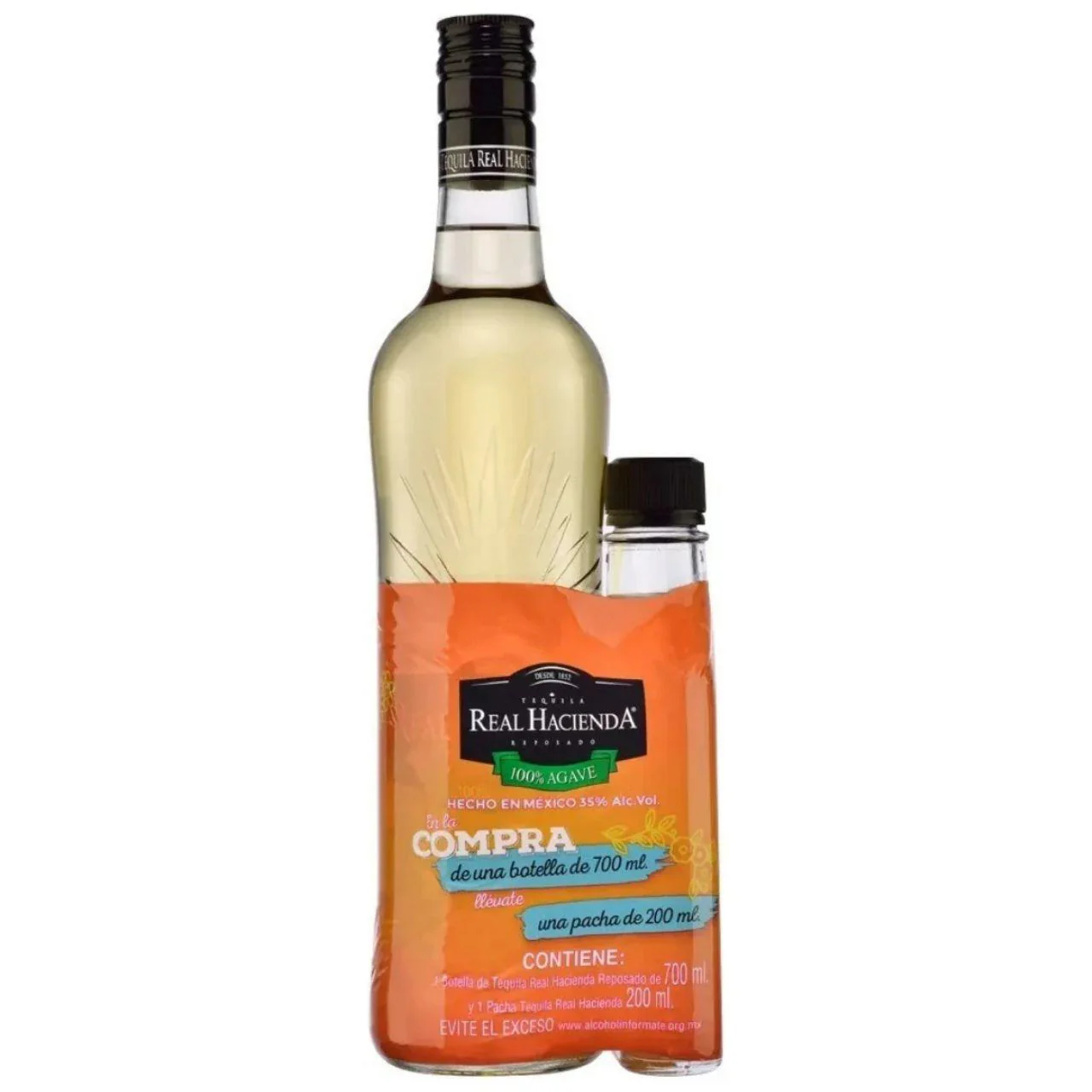 Tequila Real Hacienda Reposado 700ml + 200ml