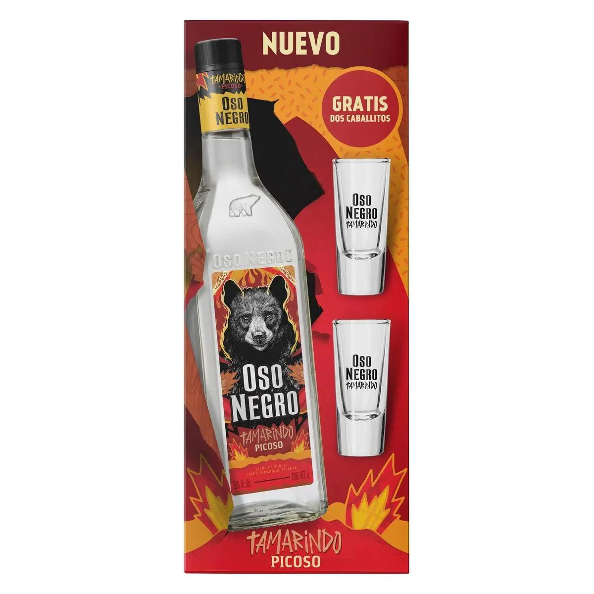 Vodka Oso Negro Tamarindo 1L C/Vasos